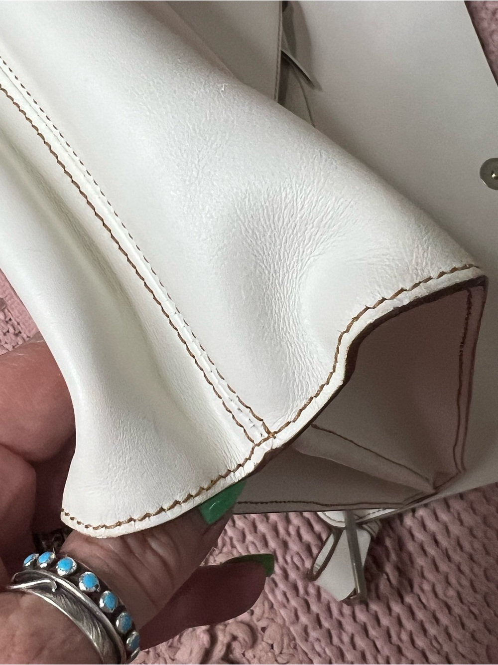 Authentic Vintage Loewe Madrid White Leather Shoulder Bag Made in Spain - Picture 13 of 17